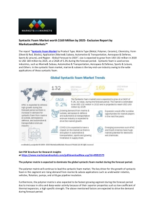 Growing Demand for Syntactic Foam Drives Market Growth in Aerospace and Marine A