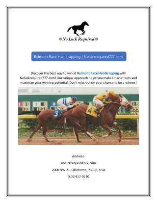 Belmont Race Handicapping Noluckrequired777.com