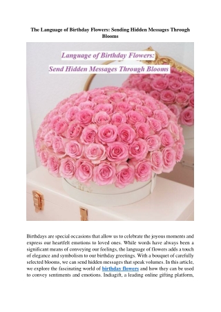 The Language of Birthday Flowers: Sending Hidden Messages Through Blooms