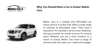 Why You Should Rent a Car in Dubai Maher Cars