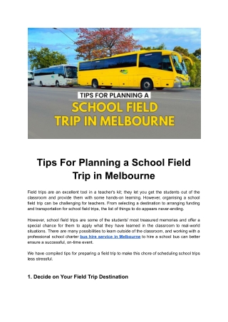 Proven Tips to Successfully Arrange a School Outing in Melbourne