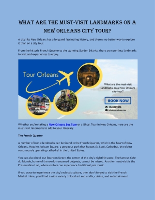 What are the must-visit landmarks on a New Orleans city tour?