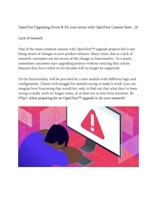 OpenText Upgrading Errors & Fix your errors with OpenText Content Suite _16