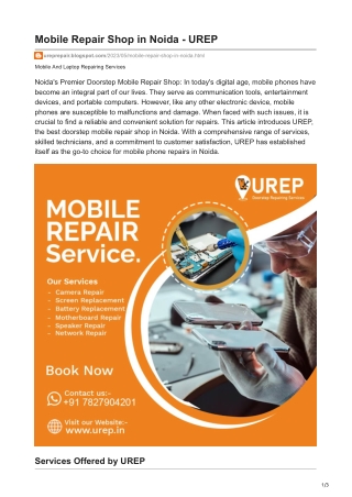 Mobile Repair Shop in Noida - UREP