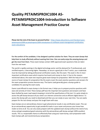 PETAIMSPROIC1004 AS-PETAIMSPROIC1004-Introduction to Software Asset Management