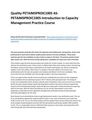 PETAIMSPROIC1005 AS-PETAIMSPROIC1005-Introduction to Capacity Management