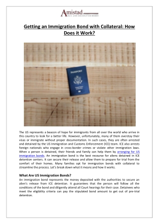Getting an Immigration Bond with Collateral How Does it Work