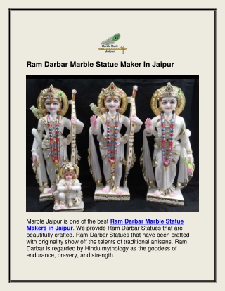 Ram Darbar Marble Statue Maker In Jaipur