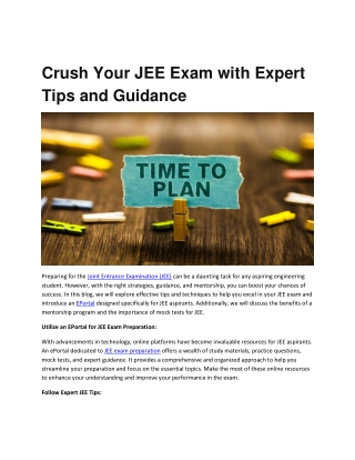 Crush Your JEE Exam with Expert Tips and Guidance