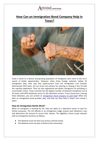 How Can an Immigration Bond Company Help in Texas
