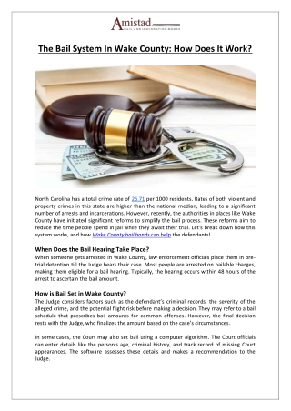 The Bail System In Wake County: How Does It Work? | Amistad Bail Bonds