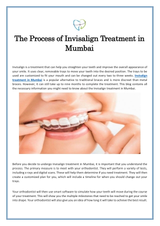 The Process of Invisalign Treatment in Mumbai