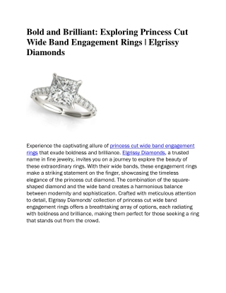 Princess Cut Wide Band Engagement Rings | Elgrissy Diamonds