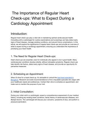 The Importance of Regular Heart Check-ups_ What to Expect During a Cardiology Appointment