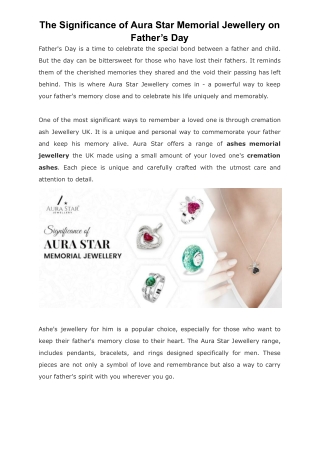 The Significance of Aura Star Memorial Jewellery on Father’s Day