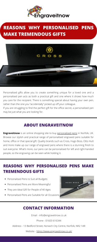 Reasons Why Personalised Pens Make Tremendous Gifts