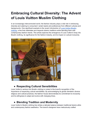 Louis Vuitton Muslim Clothing