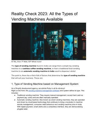 Reality Check 2023 All the Types of Vending Machines Available