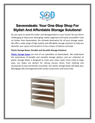 Saveondeals: Your One-Stop Shop For Stylish And Affordable Storage Solutions!