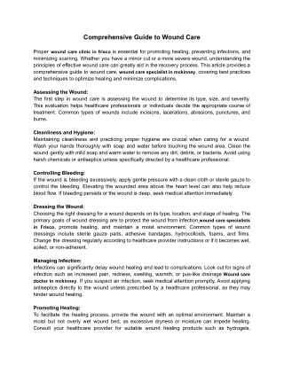 Comprehensive Guide to Wound Care