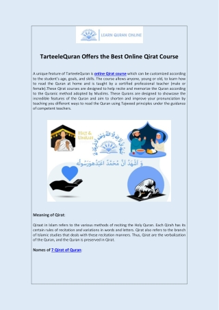 TarteeleQuran Offers the Best Online Qirat Course