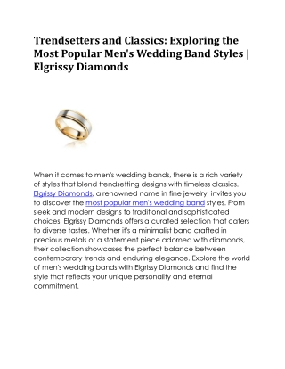 Most Popular Men's Wedding Band | Elgrissy Diamonds