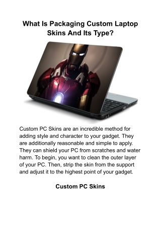 What Is Packaging Custom Laptop Skins And Its Type