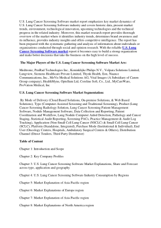 U.S. Lung Cancer Screening Software Market