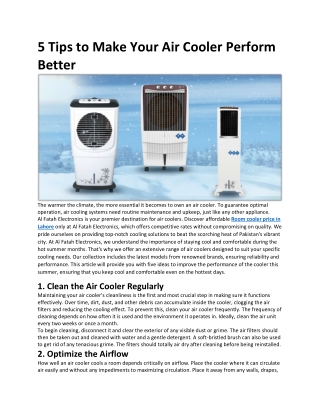 5 Tips to Make Your Air Cooler Perform Better