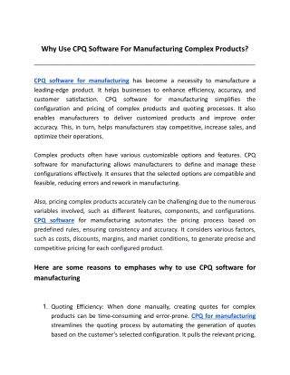 Why Use CPQ Software For Manufacturing Complex Products_