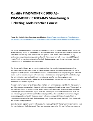 PIMSMONTKIC1003 AS-PIMSMONTKIC1003-IMS Monitoring & Ticketing Tools