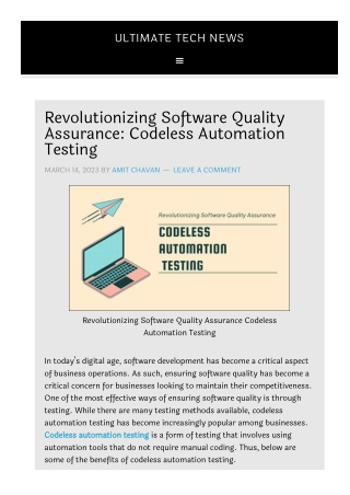 Revolutionizing Software Quality Assurance Codeless Automation Testing