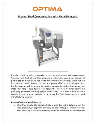 Prevent Food Contamination with Metal Detectors