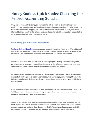 HoneyBook vs QuickBooks- Choosing the Perfect Accounting Solution