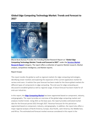 Global Edge Computing Technology Market Trends and Forecast to 2027
