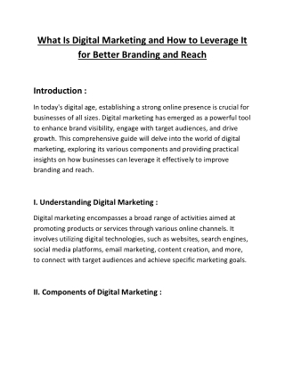 What Is Digital Marketing and How to Leverage It for Better Branding and Reach