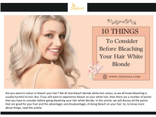 10 THINGS TO CONSIDER BEFORE BLEACHING YOUR HAIR WHITE BLONDE