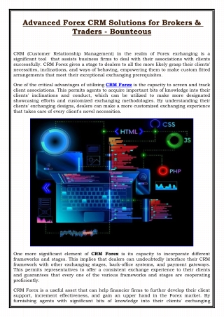 Advanced Forex CRM Solutions for Brokers & Traders - Bounteous