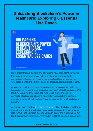 Unleashing Blockchain's Power in Healthcare Exploring 6 Essential Use Cases