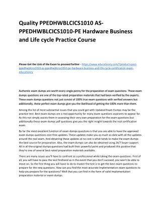 PPEDHWBLCICS1010 AS-PPEDHWBLCICS1010-PE Hardware Business and Life cycle