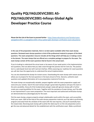 PQLYAGLDEVIC2001 AS-PQLYAGLDEVIC2001-Infosys Global Agile Developer