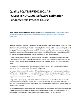 PQLYESTFNDIC2001 AS-PQLYESTFNDIC2001-Software Estimation Fundamentals