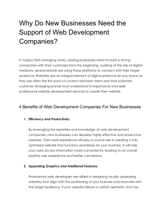 Why Do New Businesses Need the Support of Web Development Companies