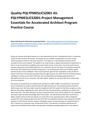 PQLYPMESLICS2001 AS-PQLYPMESLICS2001-Project Management Essentials for Accelerat