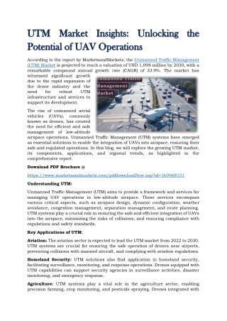 UTM Market Insights - Unlocking the Potential of UAV Operations