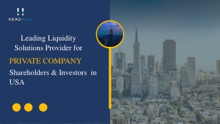 A Liquidity Providers for Private Company Like Shareholders & Investors in USA