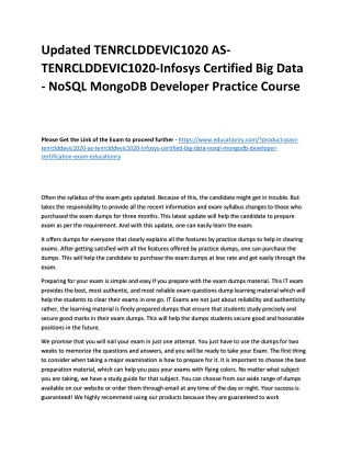 TENRCLDDEVIC1020 AS-TENRCLDDEVIC1020-Infosys Certified Big Data - NoSQL MongoDB