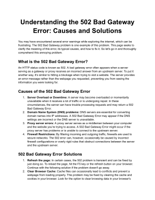 Understanding the 502 Bad Gateway Error_ Causes and Solutions