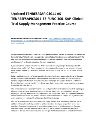 TENRESFSAPIC3011 AS-TENRESFSAPIC3011-ES-FUNC-300- SAP-Clinical Trial Supply Mana