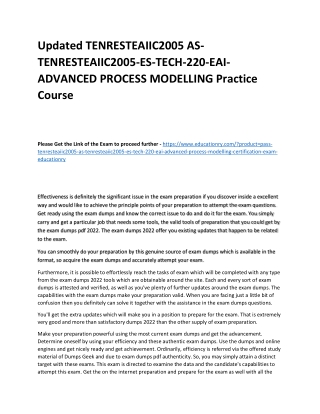 TENRESTEAIIC2005 AS-TENRESTEAIIC2005-ES-TECH-220-EAI-ADVANCED PROCESS MODELLING